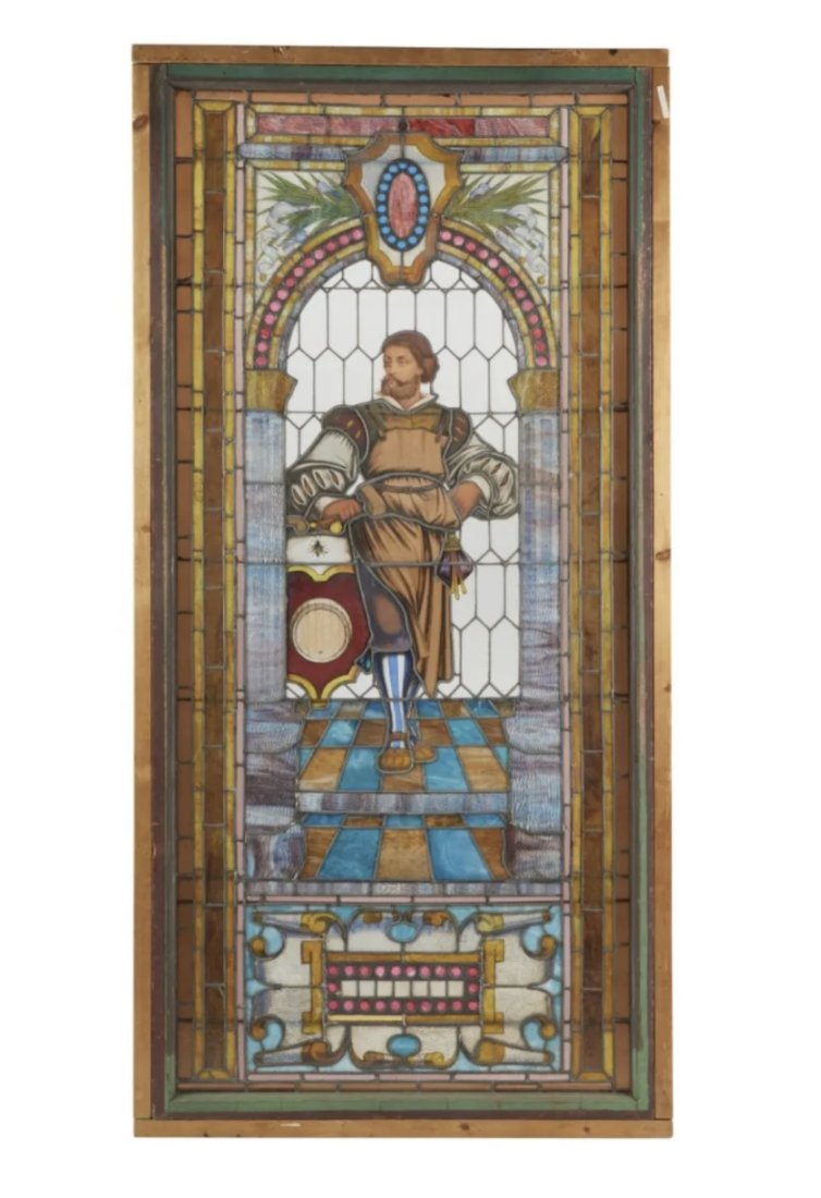 Huge Figural Leaded Stained Glass Window (1 of 2)