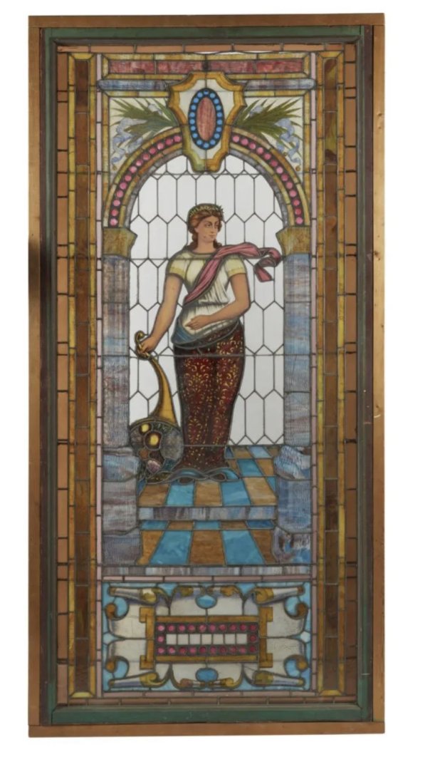 Huge Figural Leaded Stained Glass Window (1 of 2)