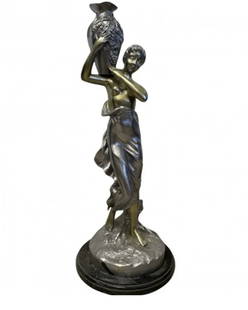 Large Bronze Woman Sculpture - Auguste Moreau: Measurements: 35 inches H x 15 inches