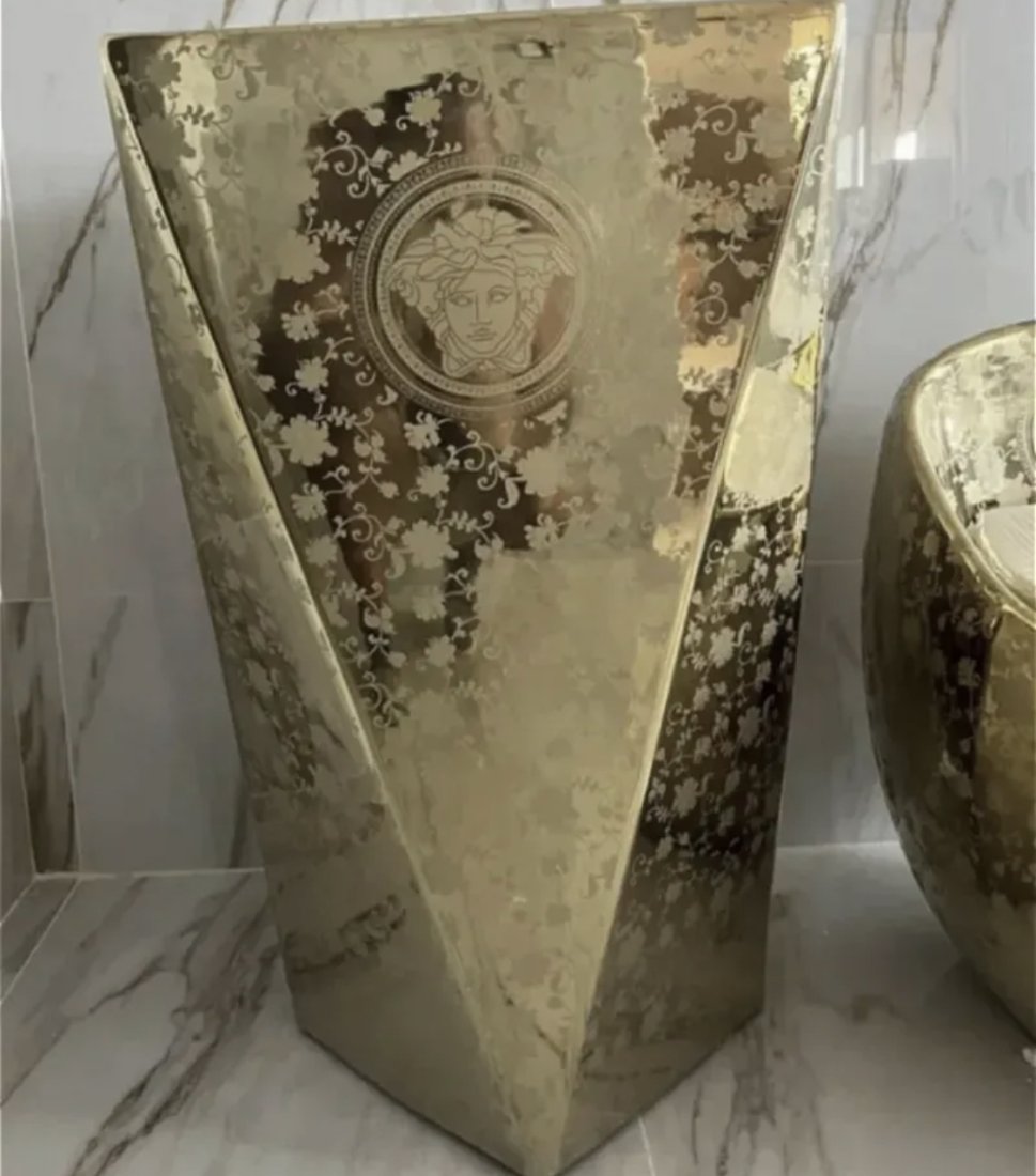 New Versace Style Gold Toilet: New in box