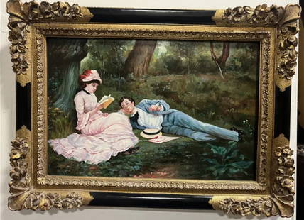 Romantic Oil Panting by Fronde: Measurements: 45 in x 32 in