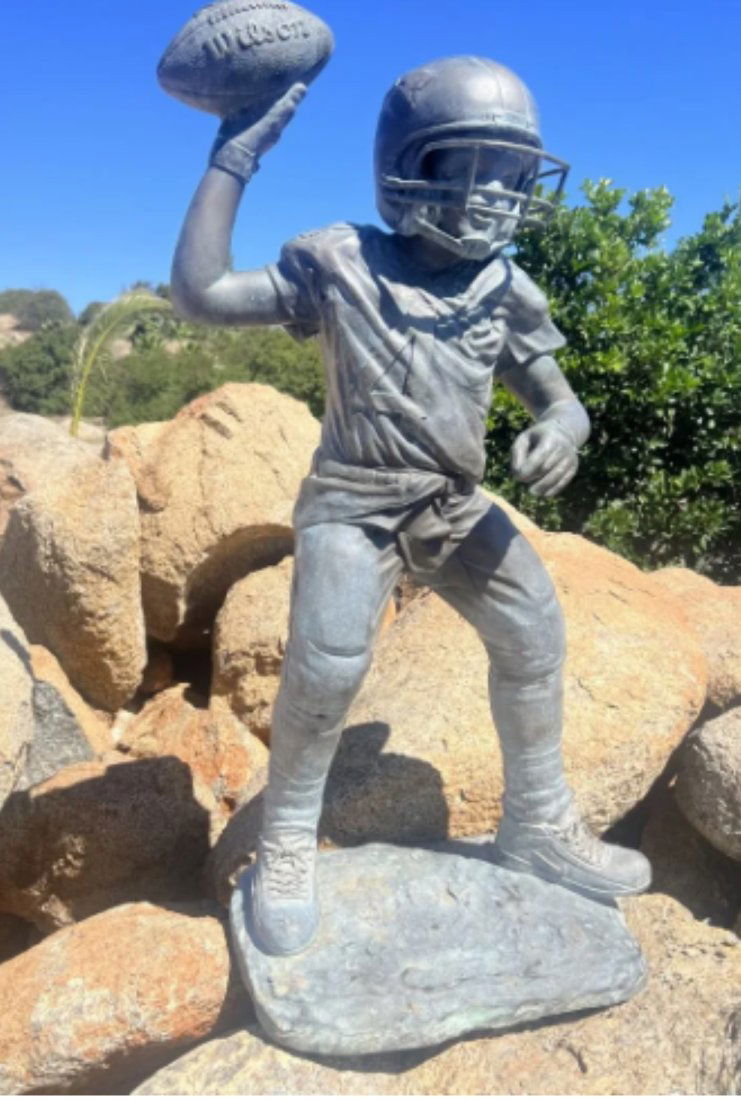 Life Size Bronze Boy Playing Football (1 of 3)