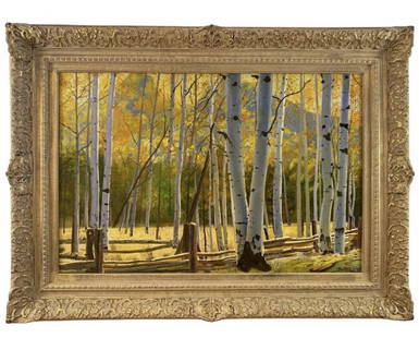 1985 Lanscape Oil on Panel Painting by Maurice Green: Measurements: 55 in x 32 in