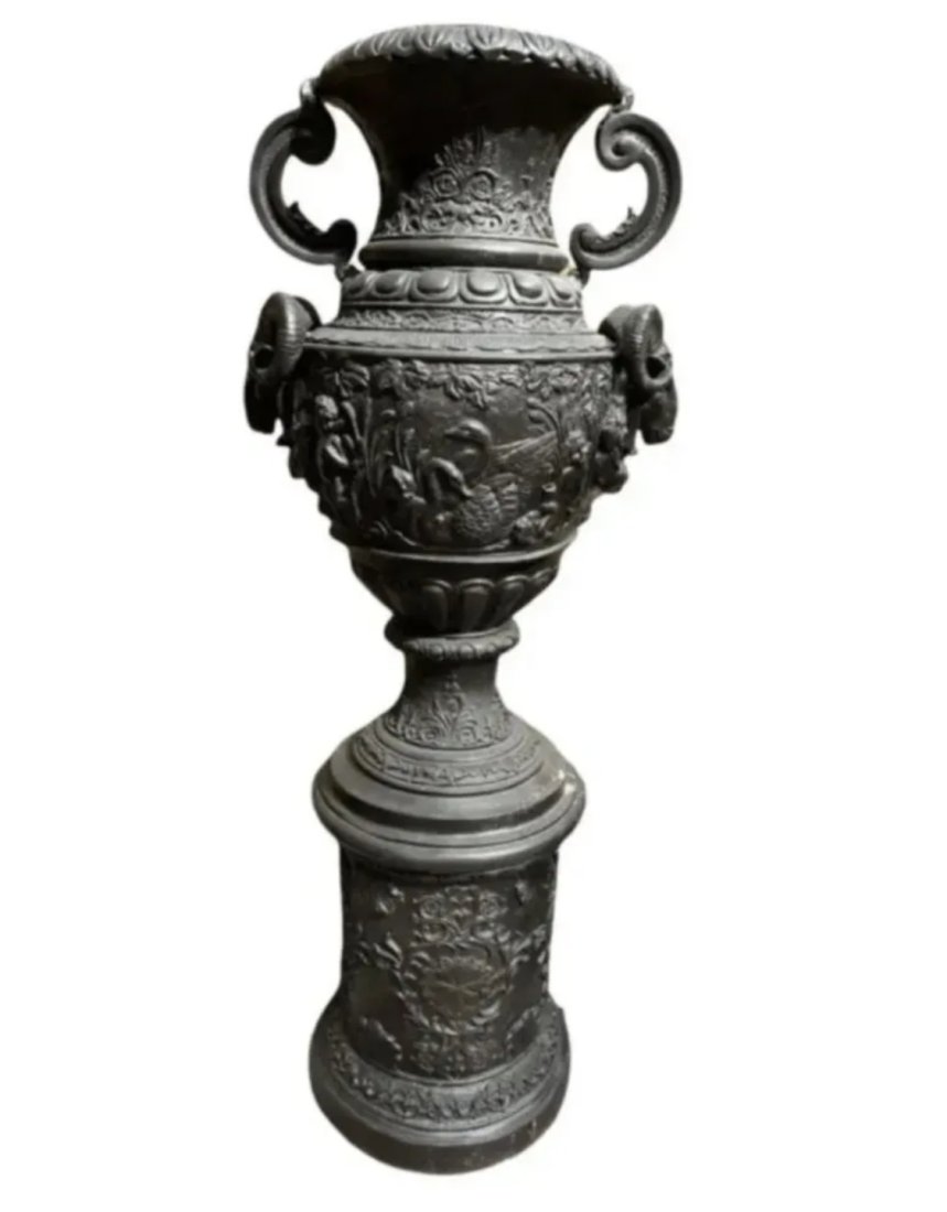 Large Bronze Urn and Pedestal (1 of 3)