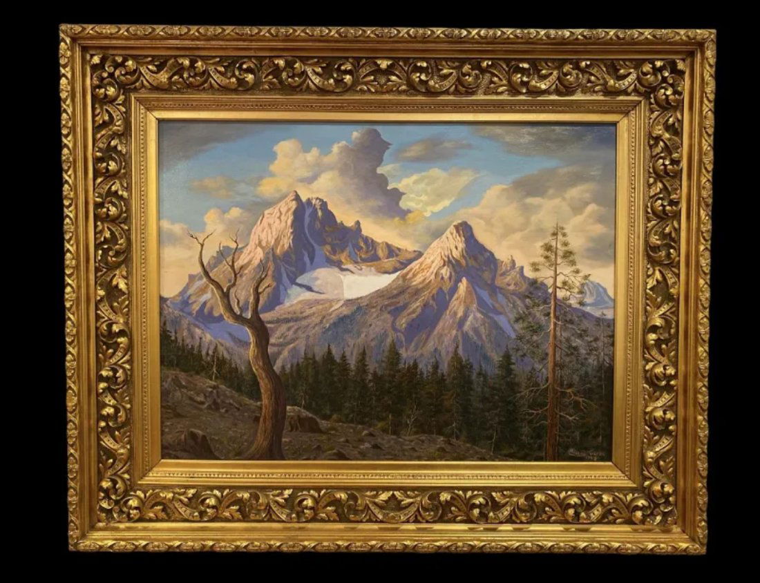1988  Huge Landscape Mountain Oil Painting by Maurice Green (1 of 4)