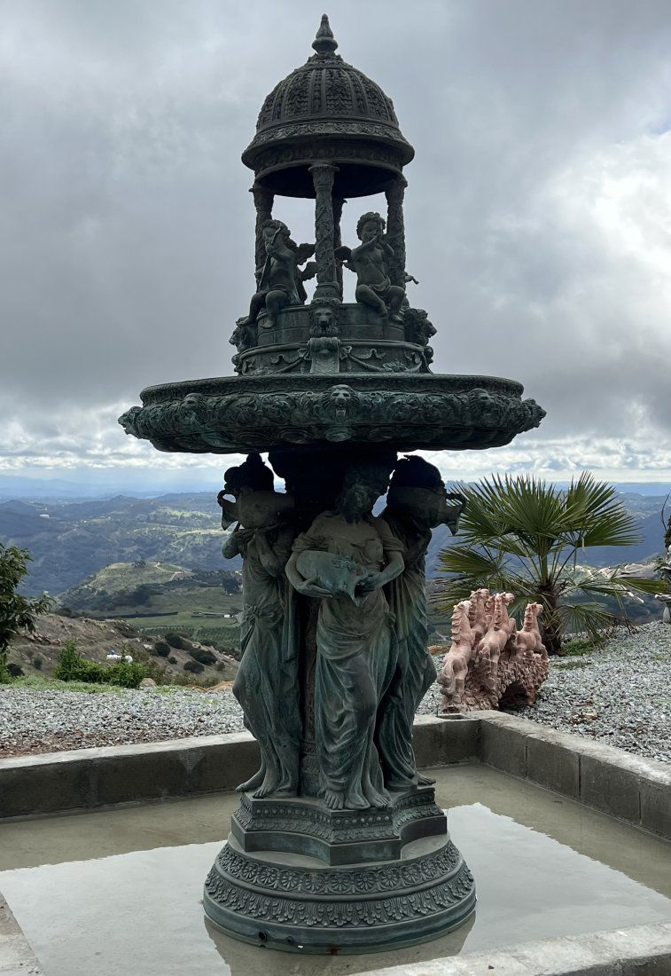 Monumental Bronze Fountain Cherubs and Four Season Ladies: Measures: 112 in H x 54 x 54 inches