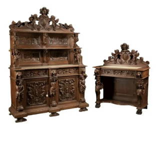 French 19th Century Carved Walnut Buffet and Server Luigi Frulini (1 of 5)