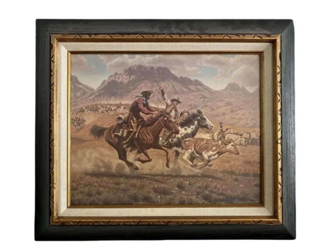Western Cowboy Art Joe Ruiz Grande Print: Glass Top - Copyright Print - Measures: 28 in L x 24 in H