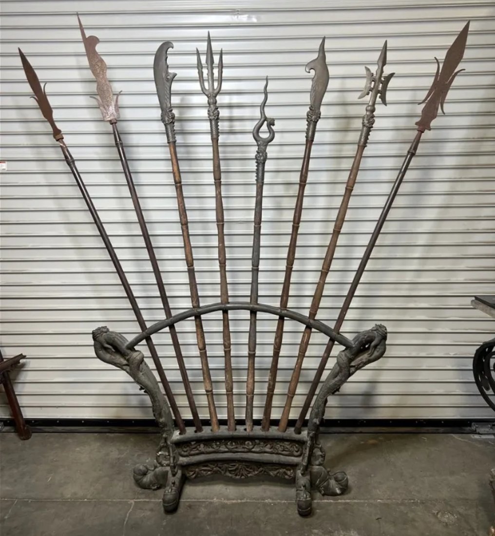 Antique Asian Medieval Weapons With a Bronze Stand (1 of 3)