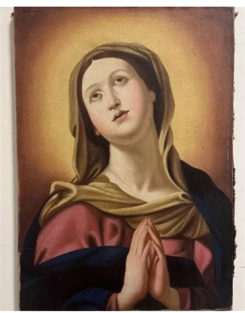 Virgen Oil Painting On canvas Jose Campeche: Measurements: 27 in x 20 in -Not Authenticated