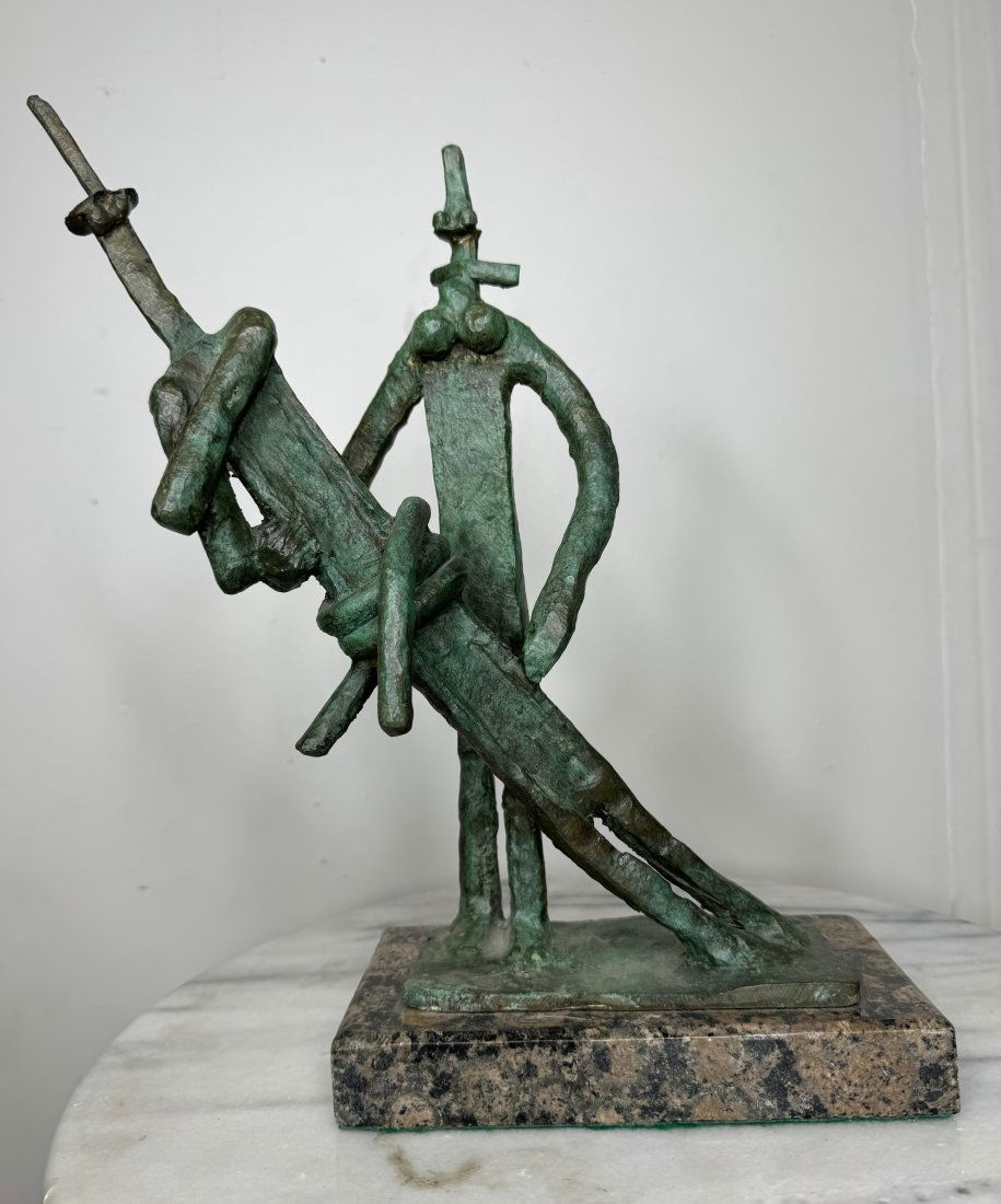 Jacques Lipchitz Modern Bronze Sculpture: Measurements: 13 in H x 10 in x 4 in