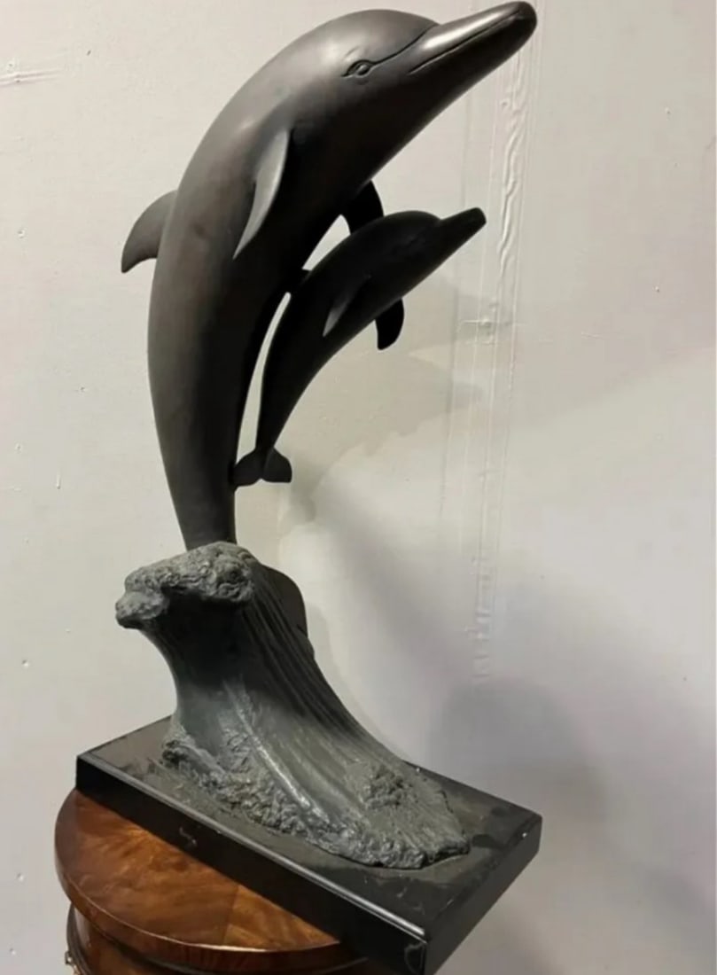 30 in H Large Bronze Dolphins Sculpture (1 of 2)