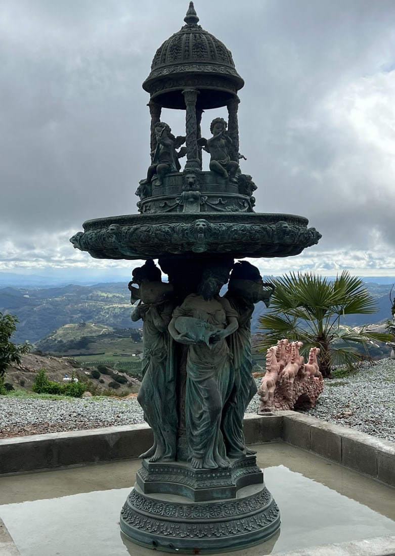 Monumental Bronze Fountain Cherubs And four Season Ladies: Size, 112" H x 54" L x 54" W