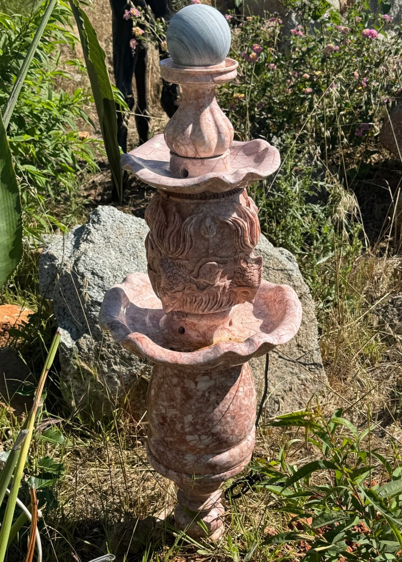 Large Marble Koi Fish Fountain (1 of 2)