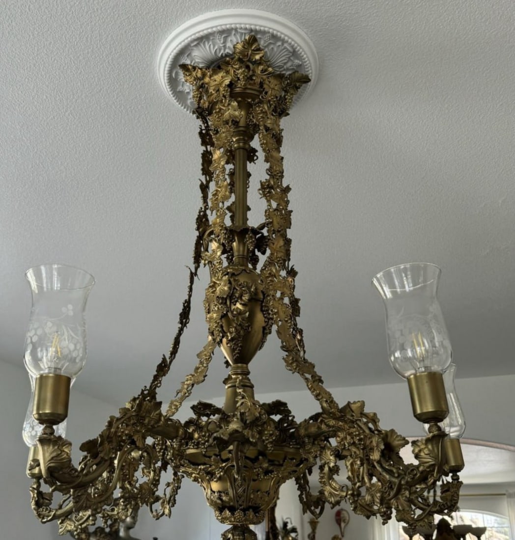 Late 19th Century Brass Grapes Chandelier (1 of 4)