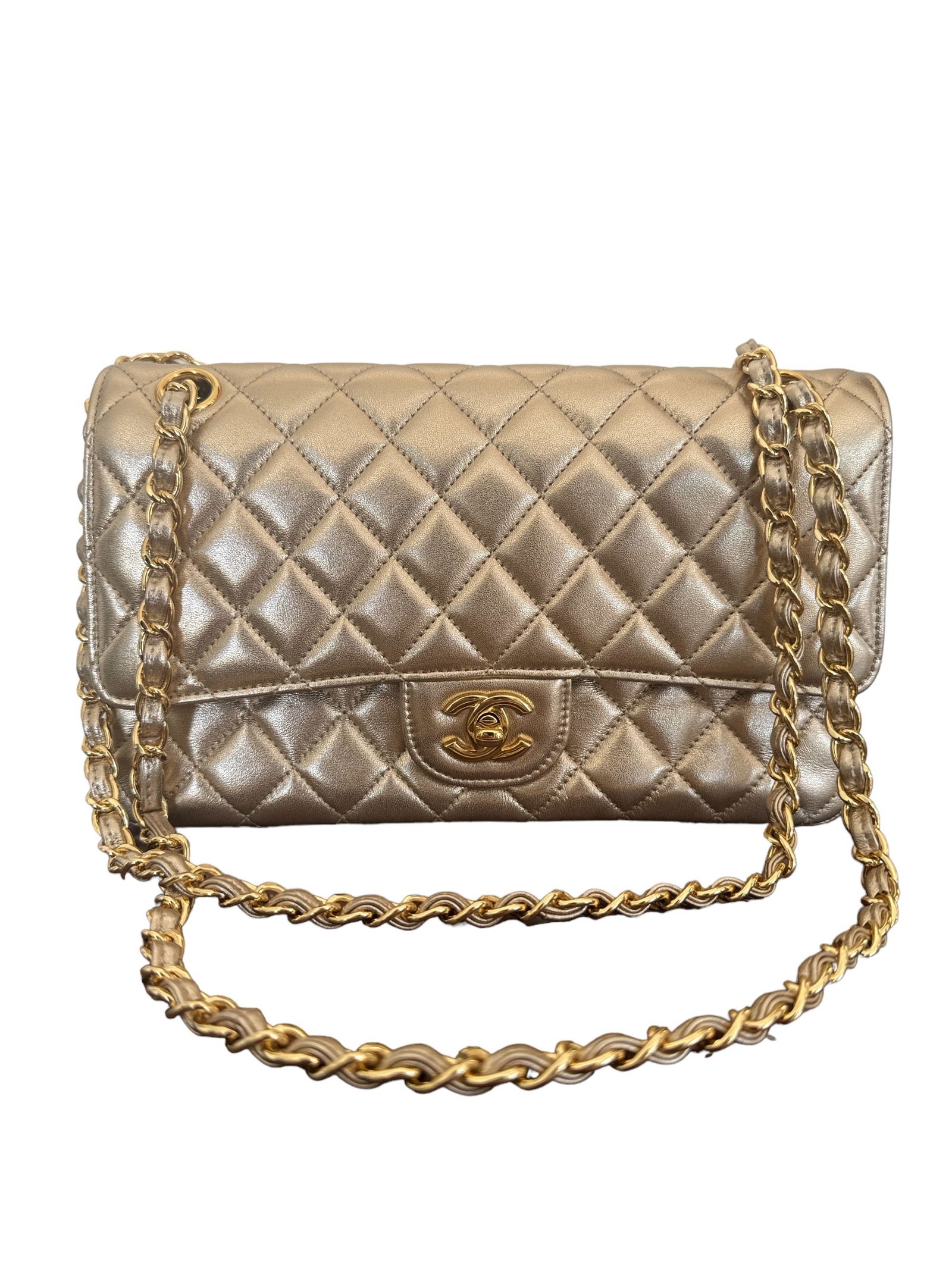 Chanel Metallic Gold  Quilted Classic Flap Medium (1 of 6)
