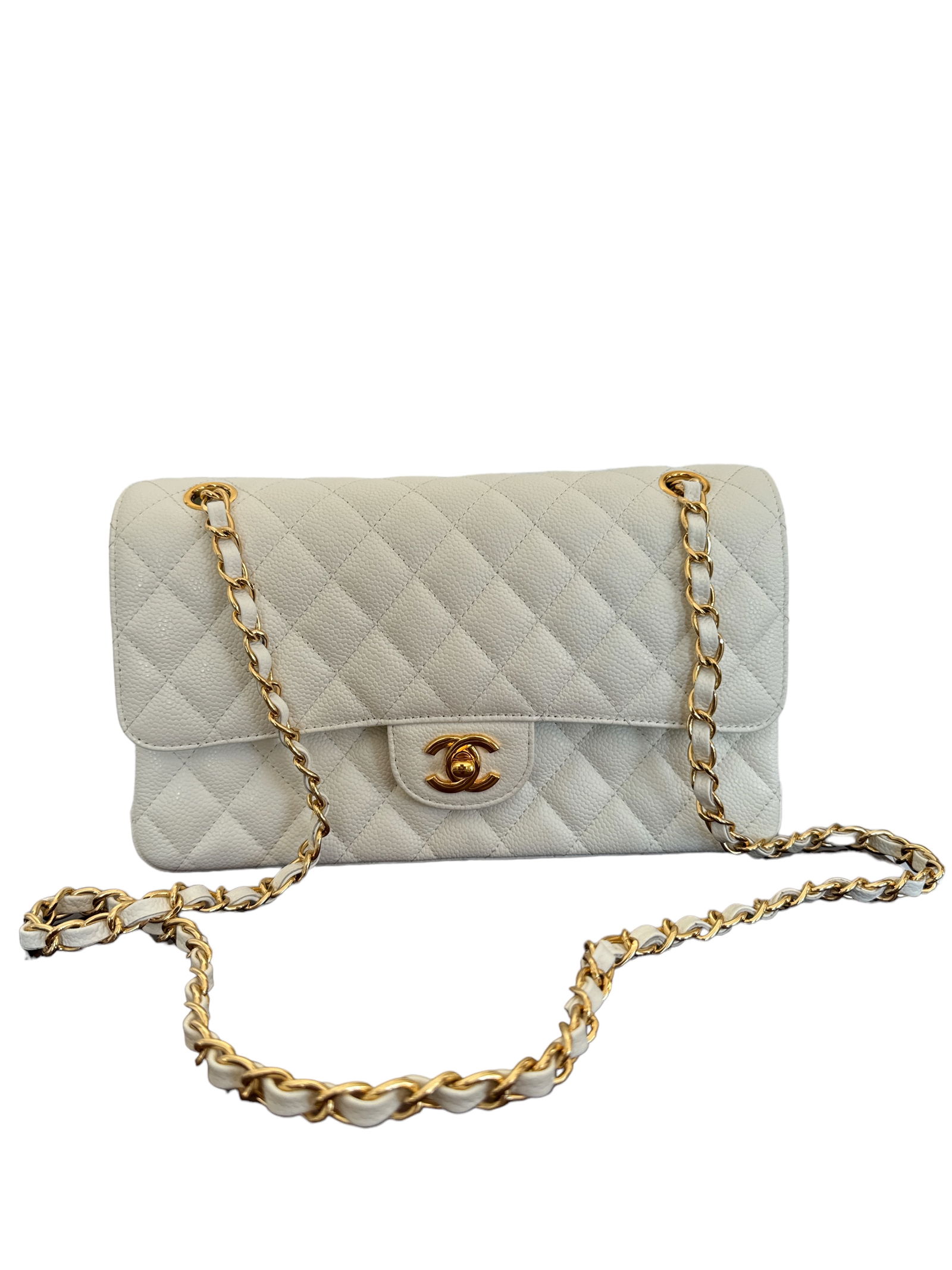 CHANEL  Caviar Quilted Small Double Flap White (1 of 8)