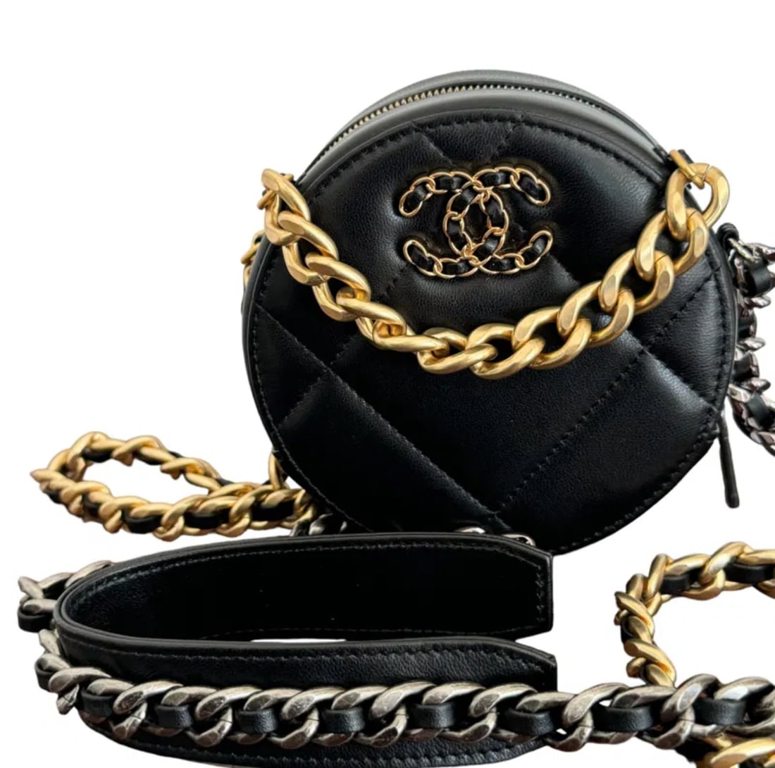 CHANEL Straw Raffia Chain Small Deauville Tote Black (1 of 5)