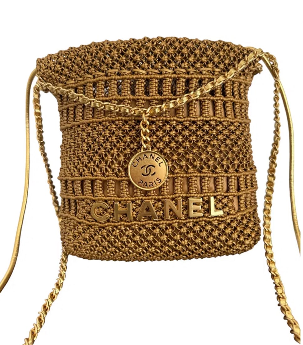 Chanel Mini 22 Bag Gold Macrame Calfskin Gold Hardware (1 of 5)