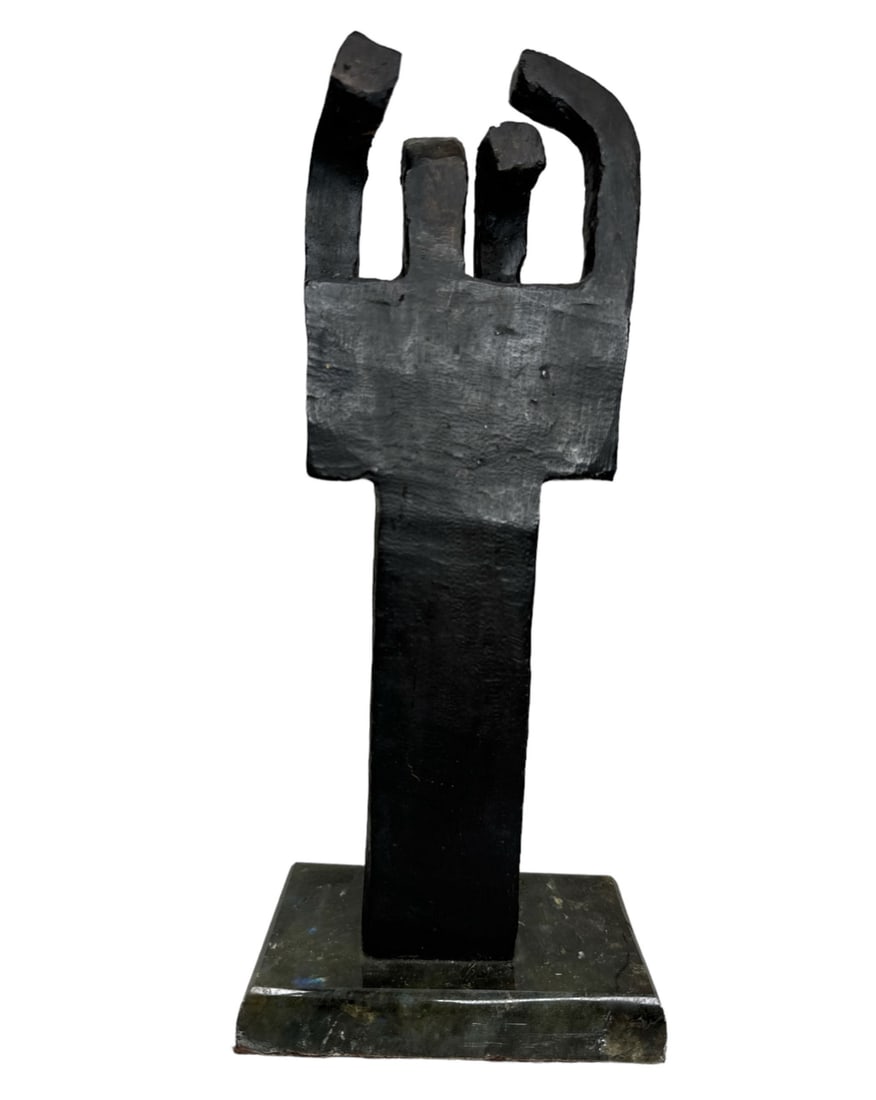 Eduardo Chillida Bronze Sculpture: Size: 11 in H x 5 in x 3 in