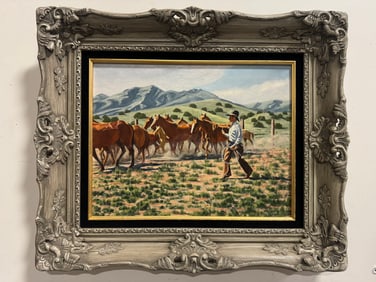 Western Horses Oil Painting by Joy lynch