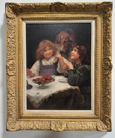 Girls and Dog on Canvas