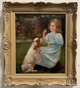 Girl and Dog on Canvas