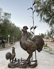 Monumental Bronze Rooster Sculpture