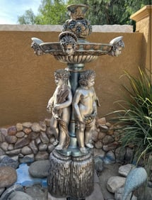Bronze Four Seasons Cherub Fountain with Top Tier and Mascaron Spouts