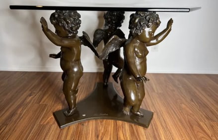 Large Bronze Cherubs Table by Jim Davidson