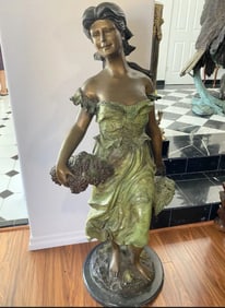 Life Size Limited Edition Bronze Lady With Grapes
