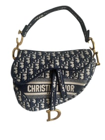 Dior Saddle Bag Blue Dior Oblique Embroidery Women