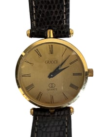 Gucci Sherry Line 30mm Quartz Gold Dial Men's Round Vintage Watch