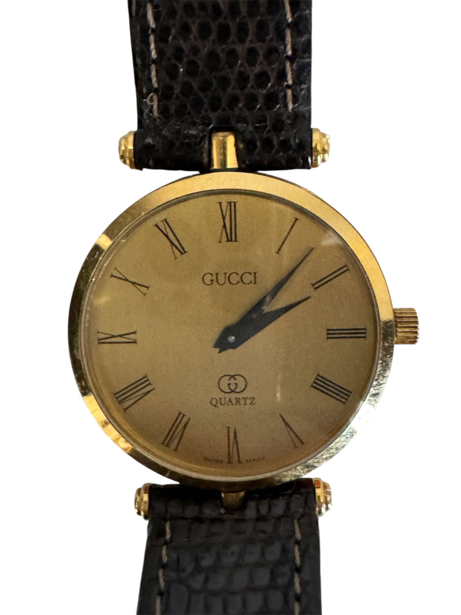 Gucci Shelly Line Gold Men's Vintage Watch Swiss Quartz