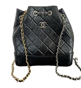 CHANEL Aged Calfskin Quilted Small Gabrielle Backpack Black