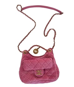 CHANEL Small Velvet Wavy CC Hobo Bag
