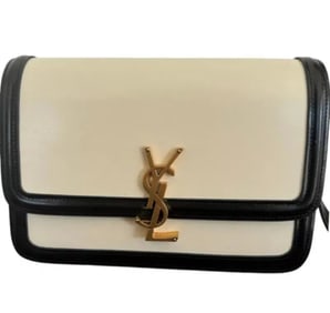 YSL Saint Laurent Black & Beige Lock Bag