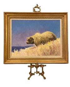 Huge Bear Oil Wild Life Painting Signed