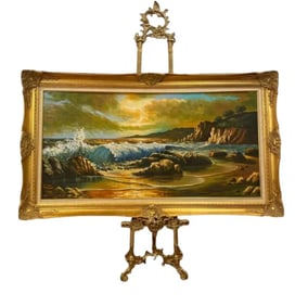 Large Ocean Oil Painting Signed