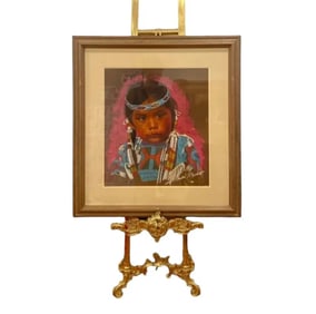 Native American Girl Pastel Painting -by Chodat