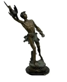 42 inches Large Acteon Greek Hunter Bronze Sculpture By Adrien