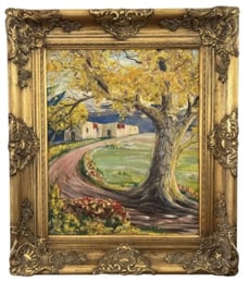 Adobe Landscape Oil on Panel Painting Unknown Artist