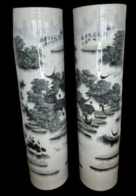 62 in H Massive Pair of Fine Chinese Vases