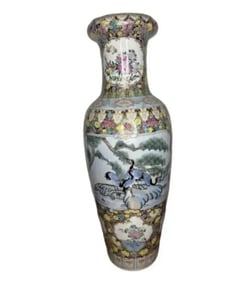 Large Chinese Porcelain Birds and Flowers Vase