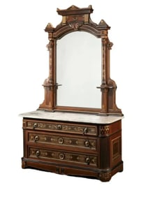 19th Century Renaissance Revival Table and Mirror