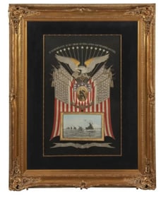 19th century Chinese export patriotic silk George Washington crossing the Delaware