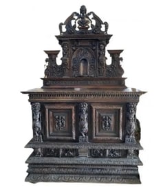 1769 Antique French Carved Walnut Cabinet