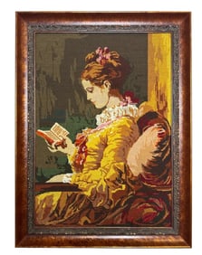 Needlepoint Embroidery J. H. Fragonard "A Young Girl Reading"