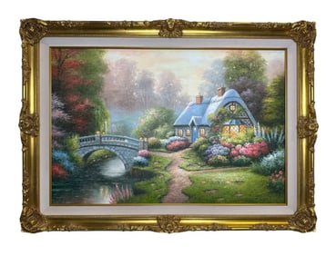 Lanscape House by Lake Oil Painting