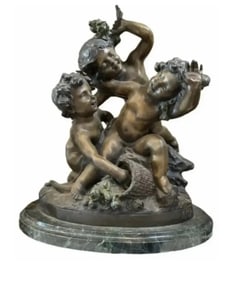 Large French Three Putti Bronze Sculpture - Charles Peyre